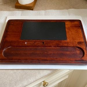 Vintage Baribocraft teak and slate cheese/charcuterie board